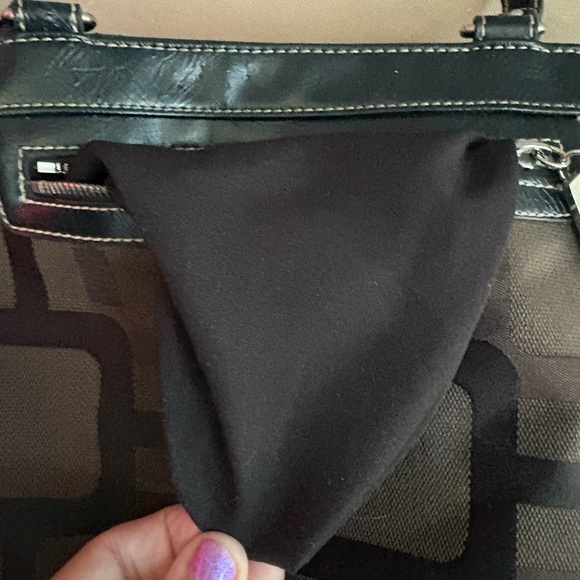 Nine West Brown Patterned Tote with Black Trim - Picture 12 of 16